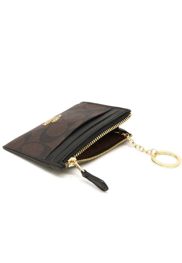 Coach Mini Skinny ID Case In Signature Canvas - Dark Brown