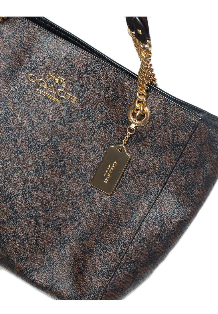 Coach Cammie Chain Tote In Signature Canvas - Dark Brown