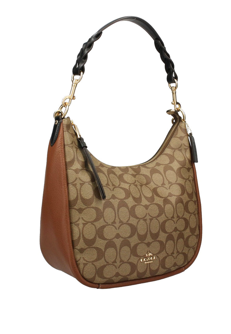 Coach Jules Hobo In Colorblock Signature Canvas - Brown/Multi