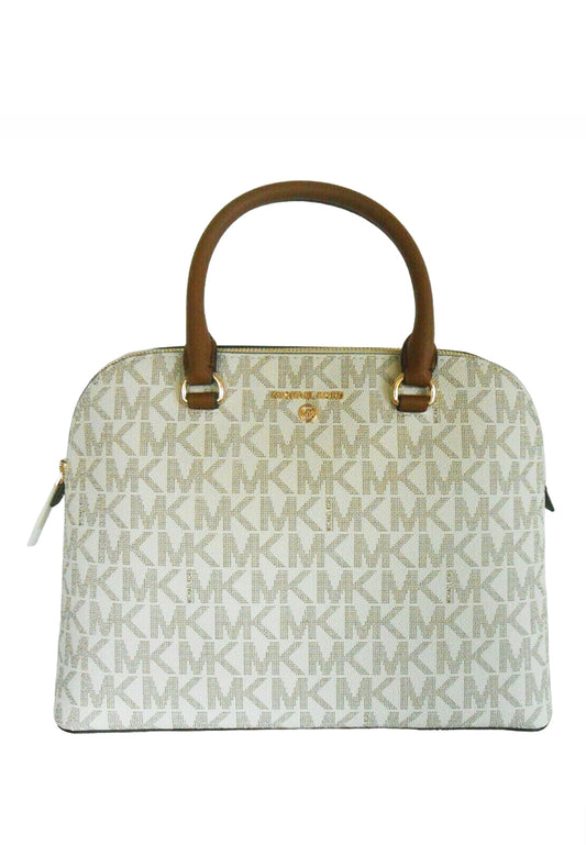 Michael Kors Cindy Large Signature Dome Satchel - Vanilla