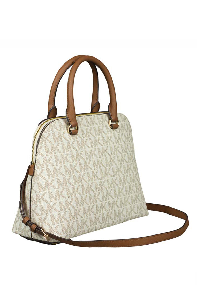 Michael Kors Cindy Large Signature Dome Satchel - Vanilla