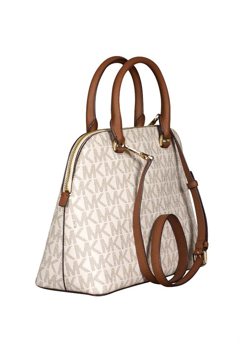 Michael Kors Cindy Large Signature Dome Satchel - Vanilla