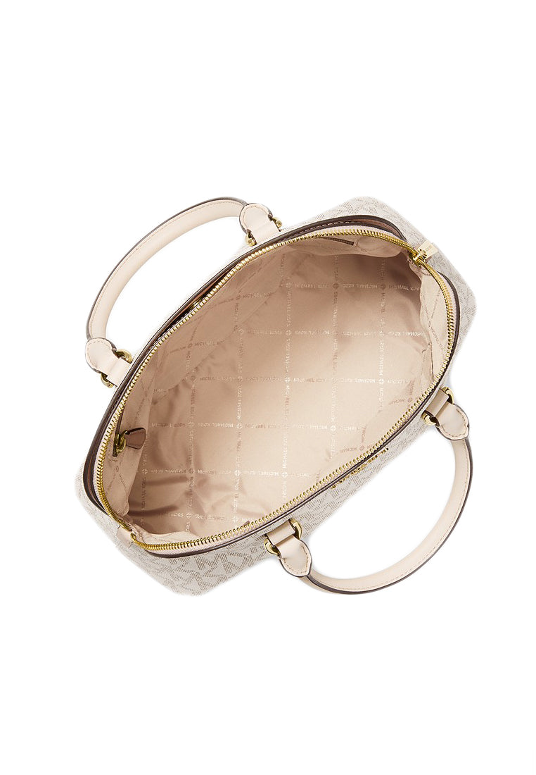 Michael Kors Cindy Large Signature Dome Satchel - Vanilla