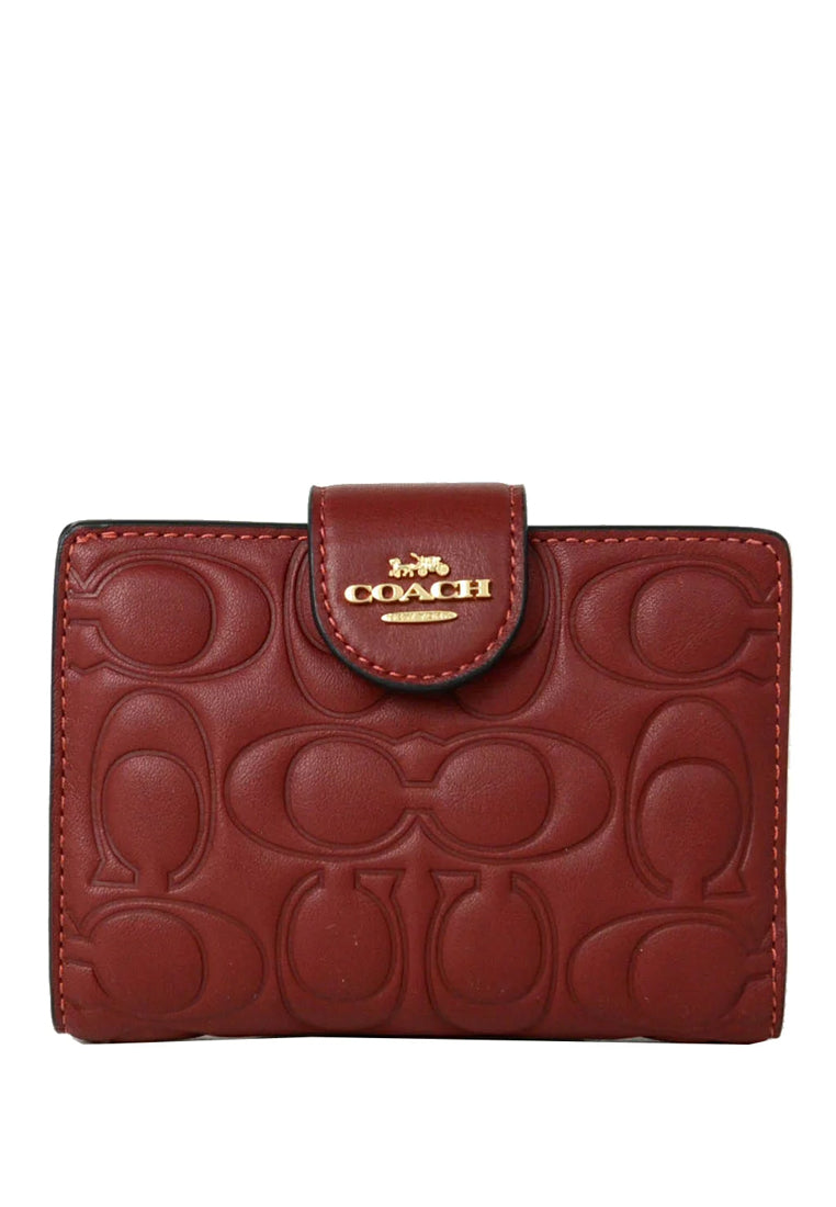 Coach Medium Corner Zip Wallet With Signature - Cherry