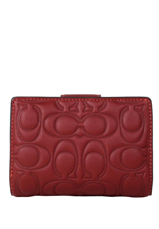 Coach Medium Corner Zip Wallet With Signature - Cherry