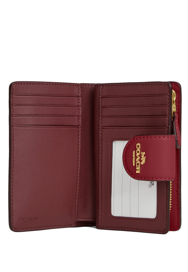 Coach Medium Corner Zip Wallet With Signature - Cherry