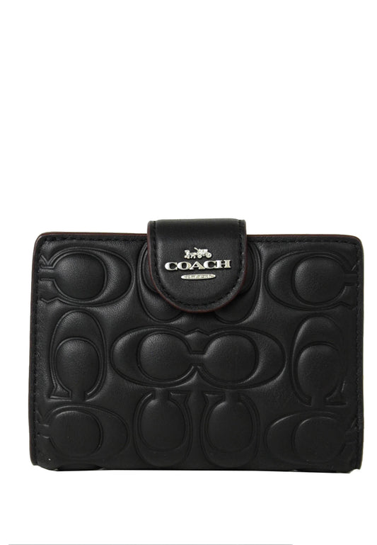 Coach Medium Corner Zip Wallet With Signature - Black