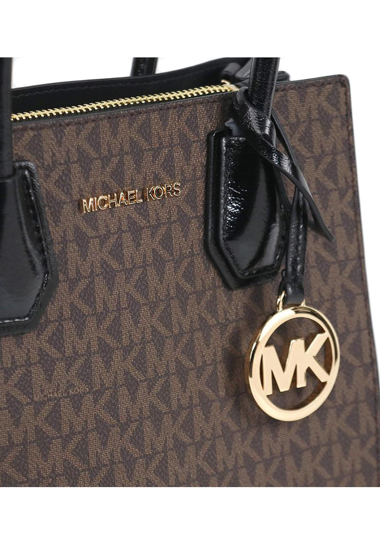 Michael Kors Mercer Medium Messenger Signature Crossbody Bag - Dark Brown/Black