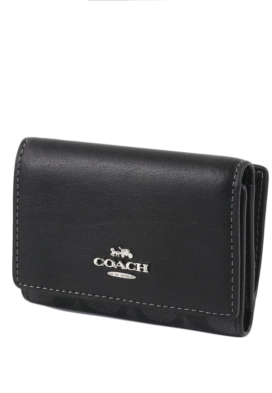 Coach Micro Wallet In Signature Canvas - Black