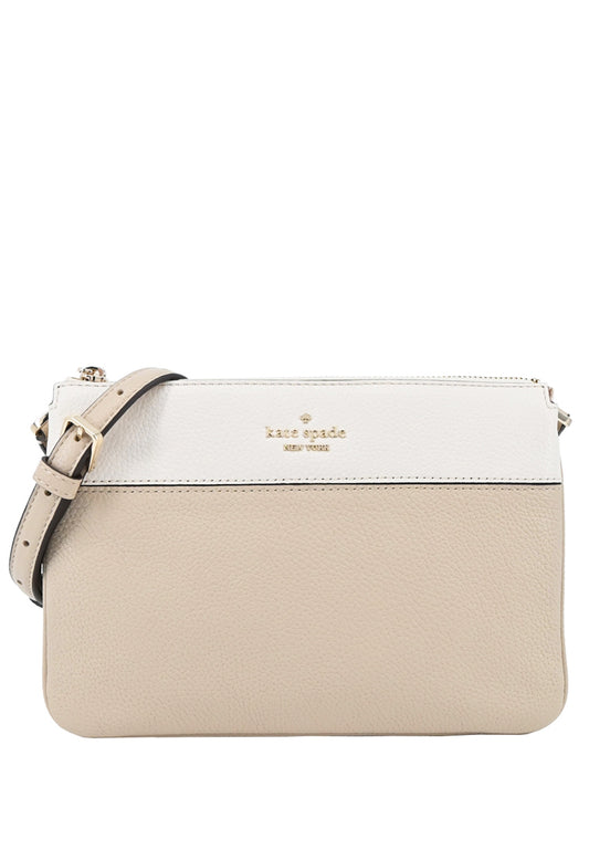 Kate Spade Leila Triple Gusset Crossbody - Light Sand/White