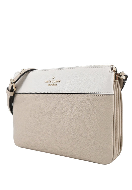 Kate Spade Leila Triple Gusset Crossbody - Light Sand/White