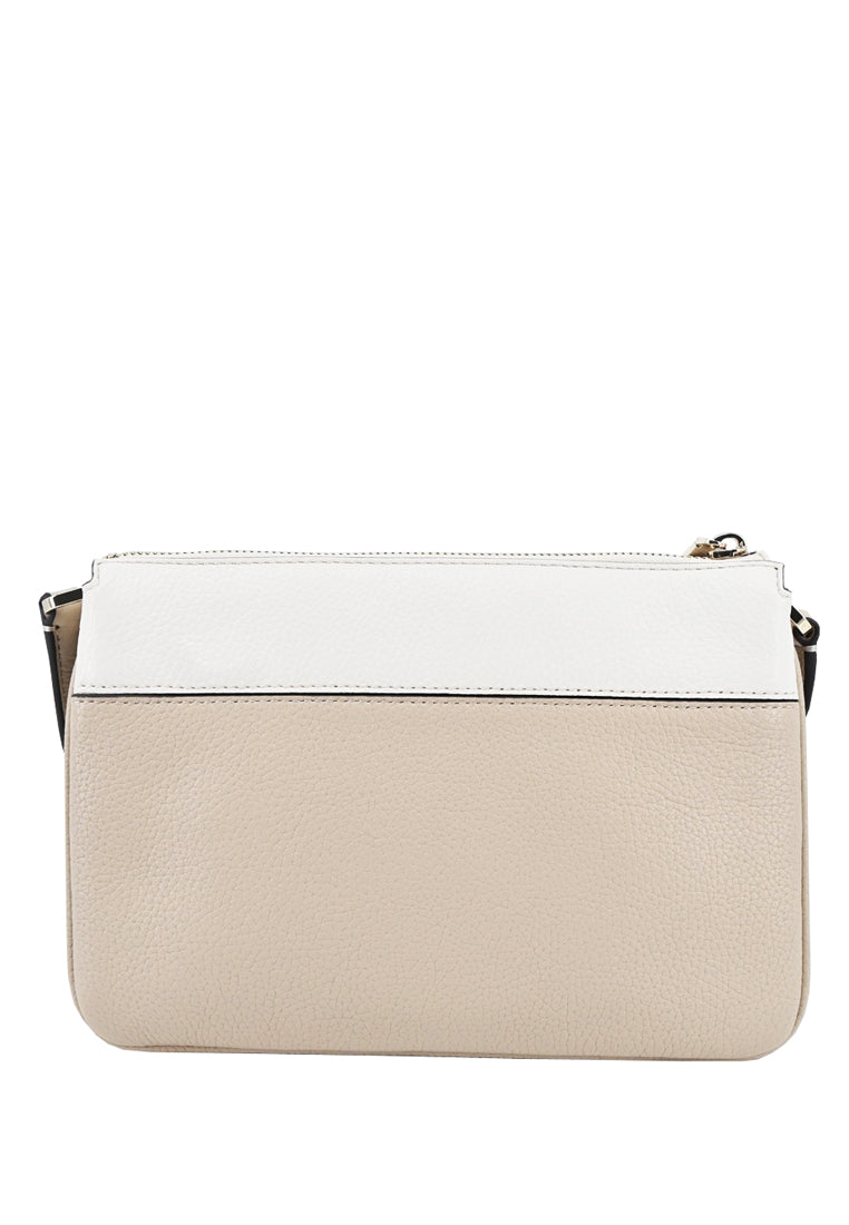 Kate Spade Leila Triple Gusset Crossbody - Light Sand/White