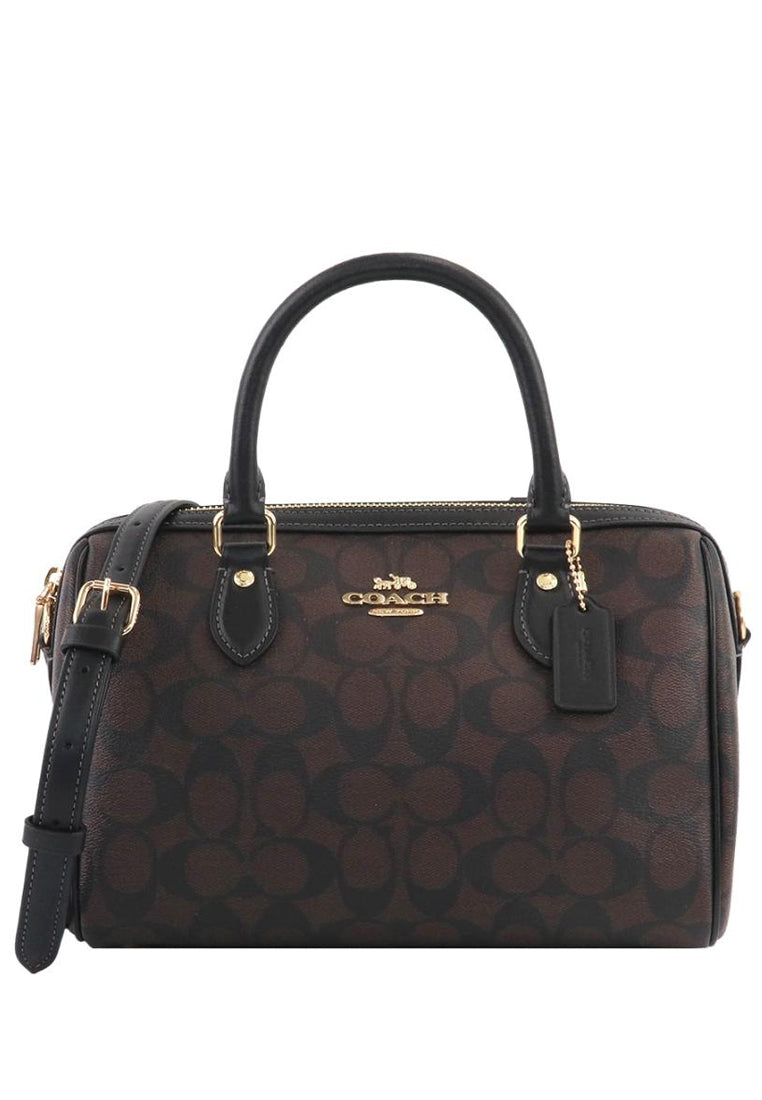 Coach Rowan Satchel In Signature Canvas - Dark Brown