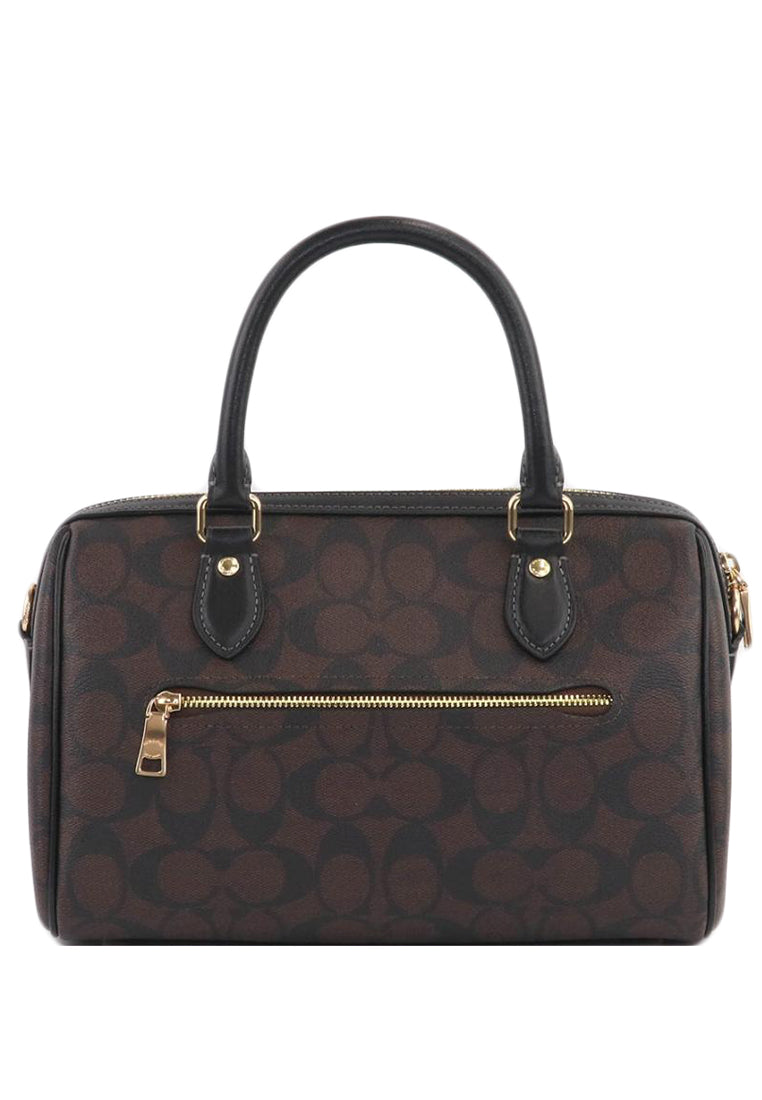 Coach Rowan Satchel In Signature Canvas - Dark Brown