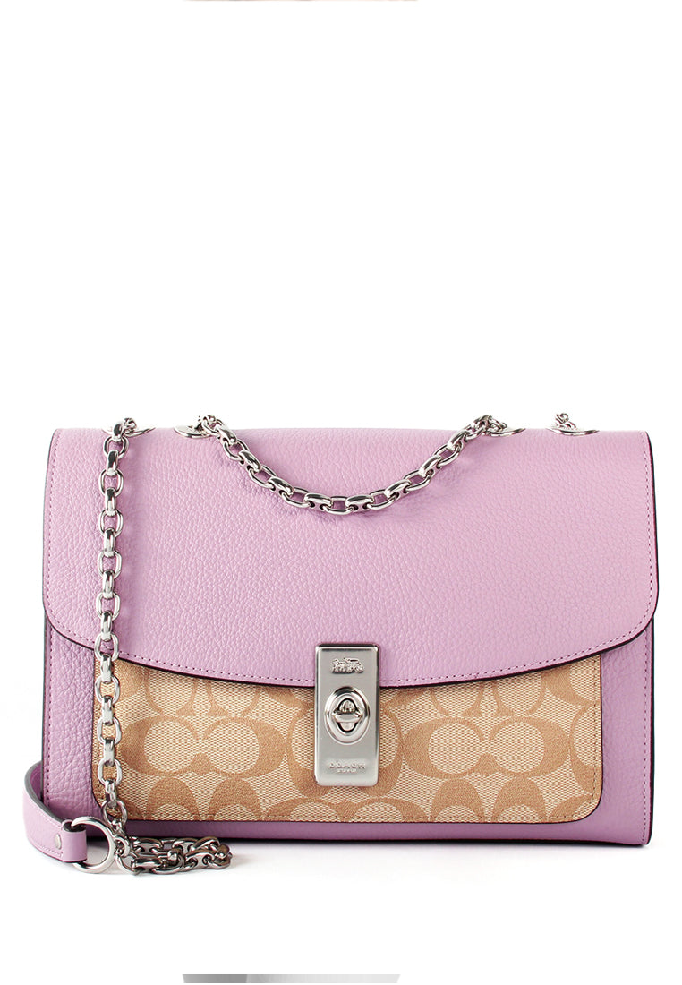 Coach Lane Shoulder Bag In Signature Canvas - Light Brown/Ice Purple