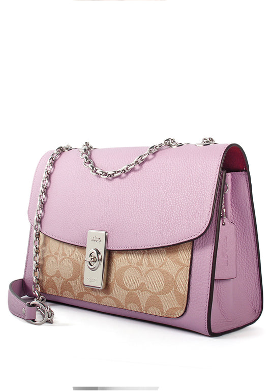 Coach Lane Shoulder Bag In Signature Canvas - Light Brown/Ice Purple