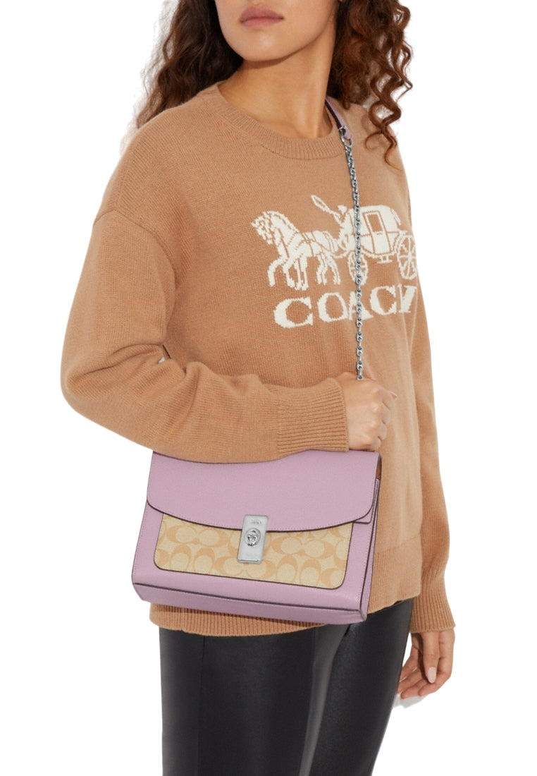 Coach Lane Shoulder Bag In Signature Canvas - Light Brown/Ice Purple