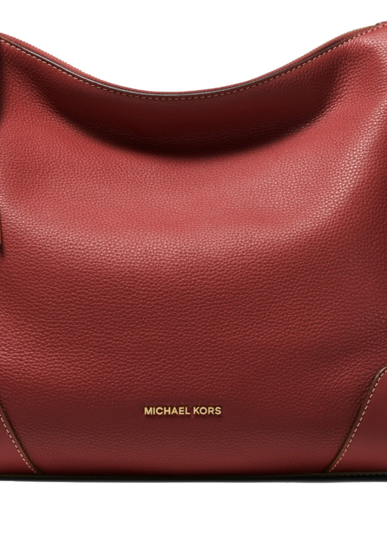 Michael Kors Crosby Large Pebbled Leather Shoulder Bag - Brandy