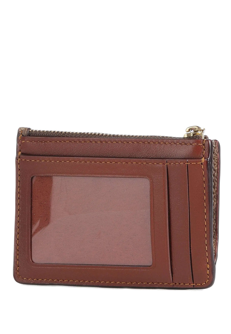 Coach Mini Skinny ID Case In Colorblock Signature Canvas - Tan Rust