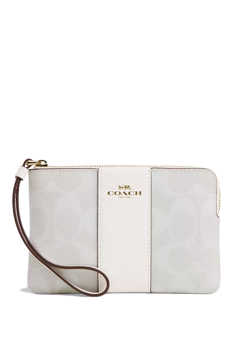 Coach Corner Zip Wristlet in Signature Canvas - Gracier White