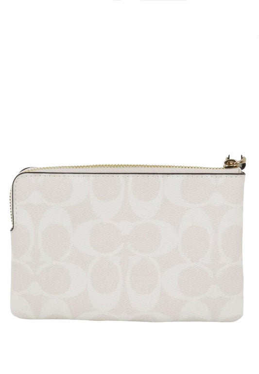 Coach Corner Zip Wristlet in Signature Canvas - Gracier White