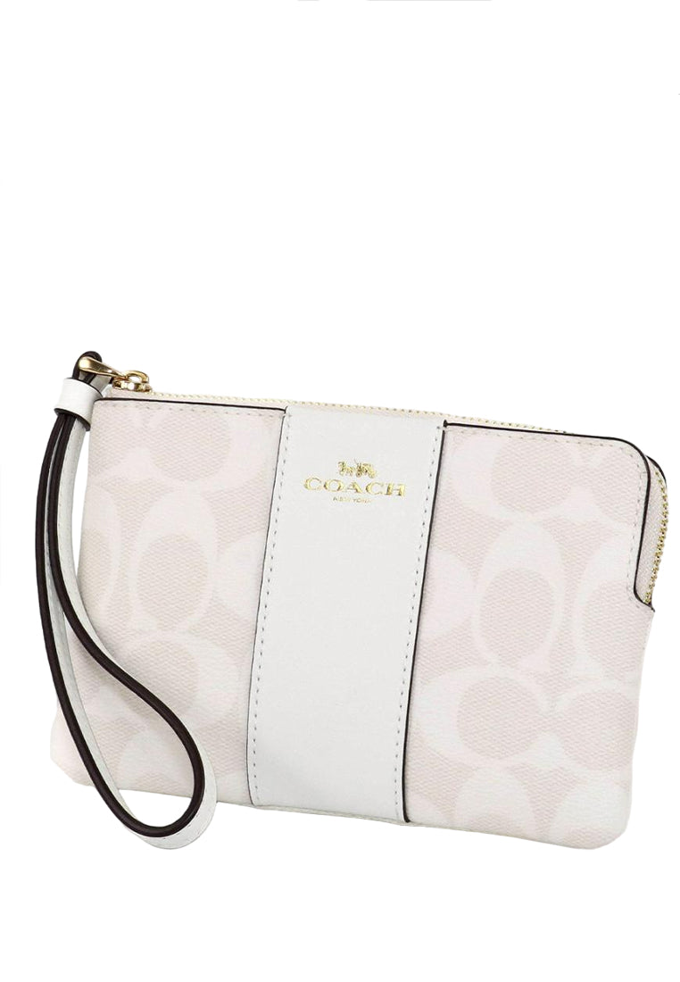 Coach Corner Zip Wristlet in Signature Canvas - Gracier White