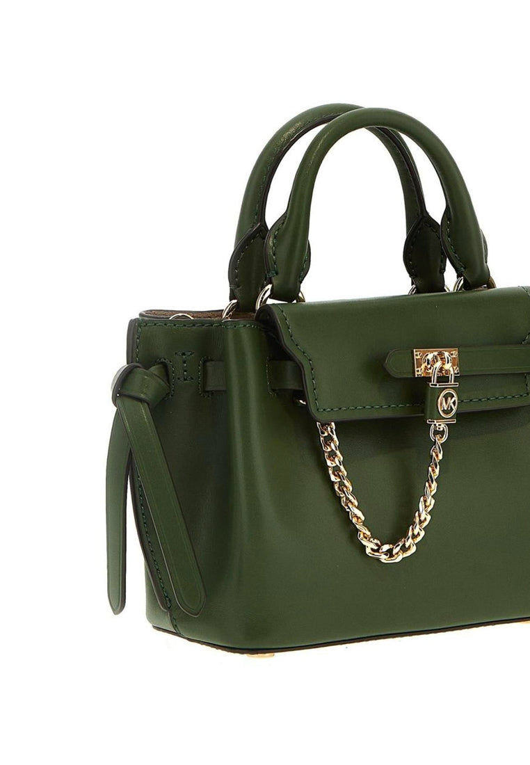 Michael Kors Hamilton Legacy Extra-Small Leather Belted Satchel - Amazon Green