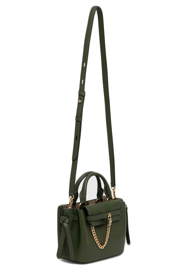 Michael Kors Hamilton Legacy Extra-Small Leather Belted Satchel - Amazon Green