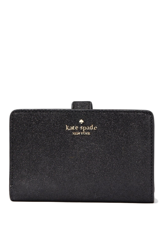 Kate Spade Glimmer Glitter Medium Compact Bifold Wallet - Black