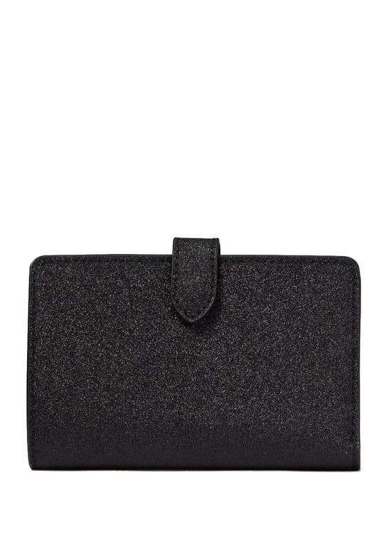 Kate Spade Glimmer Glitter Medium Compact Bifold Wallet - Black