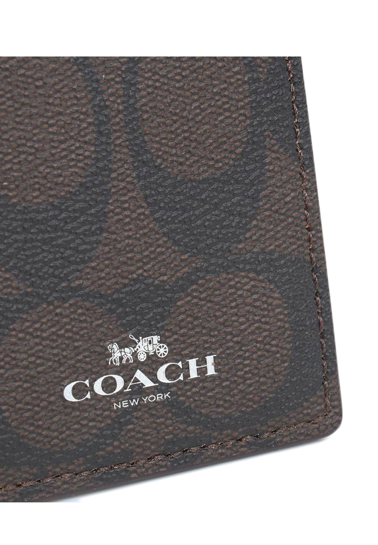 Coach ID Lanyard In Signature Canvas - Dark Brown/Bright VIolet