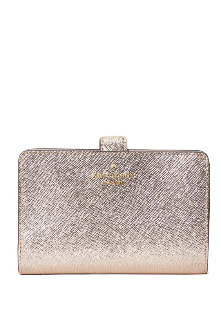 Kate Spade Glimmer Metallic Saffiano Medium Compact Bifold Wallet - Glittering Rose