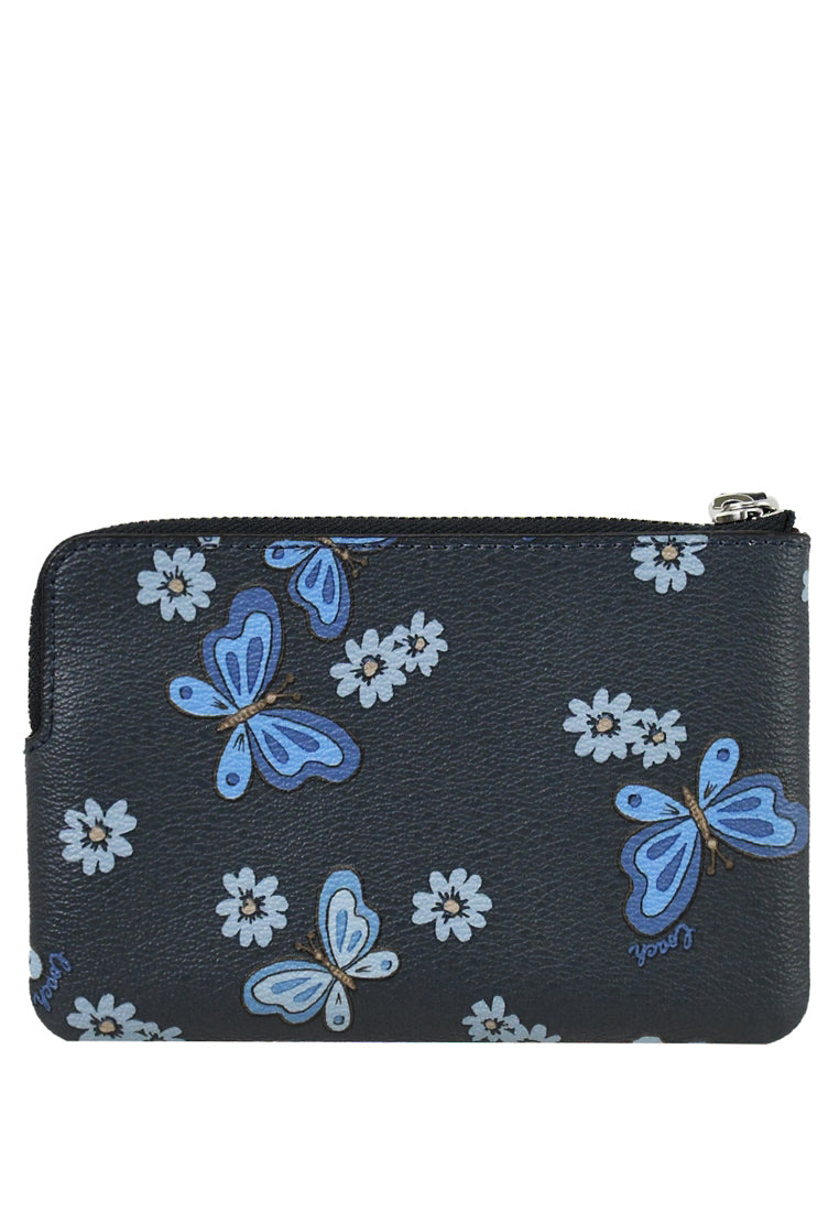 Coach Corner Zip Wristlet With Lovely Butterfly Print - Navy