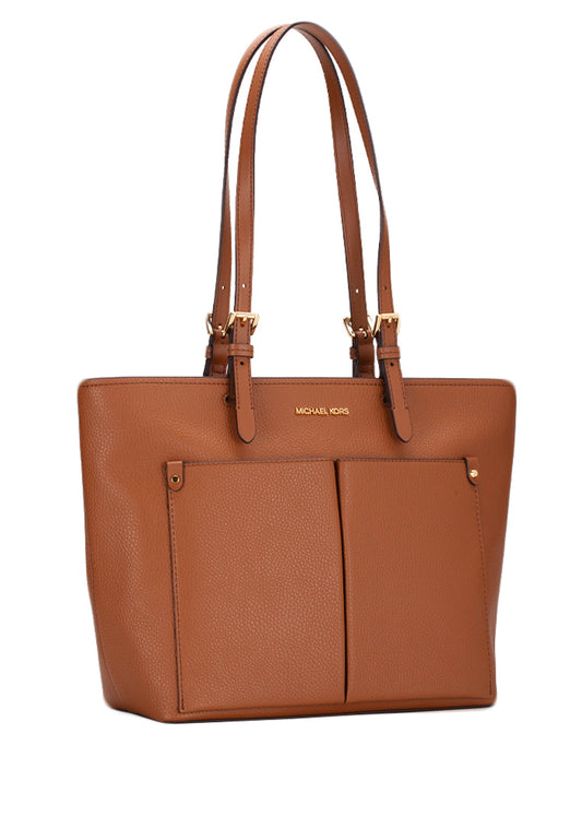 Michael Kors Jet Set Medium Pocket Tote Bag In Luggage