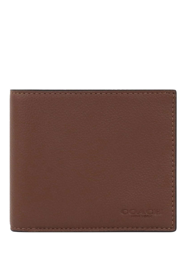 Coach Mens Boxed Compact ID Wallet With Trigger Snap Key Fob - Brown