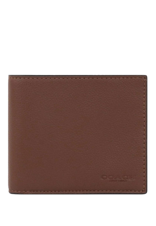 Coach Mens Boxed Compact ID Wallet With Trigger Snap Key Fob - Brown