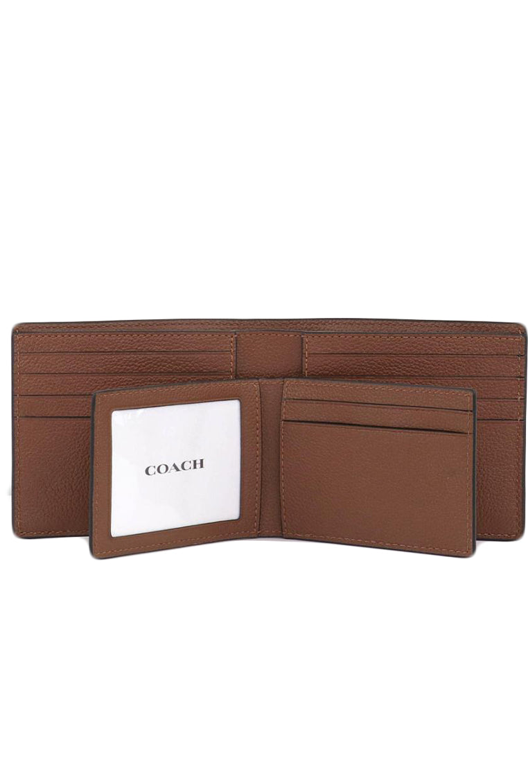 Coach Mens Boxed Compact ID Wallet With Trigger Snap Key Fob - Brown