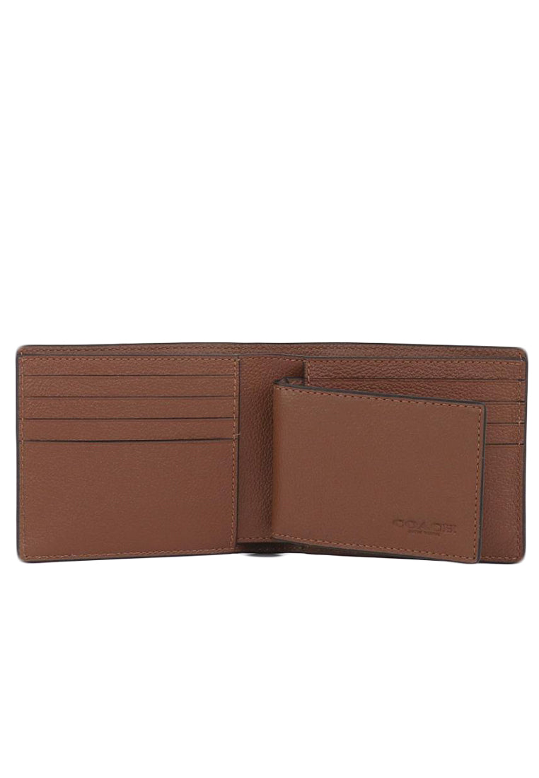 Coach Mens Boxed Compact ID Wallet With Trigger Snap Key Fob - Brown