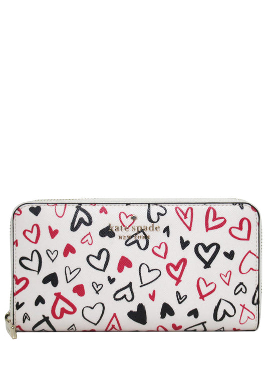 Kate Spade Staci Boxed Large Continental Heart Wallet - White/Multi