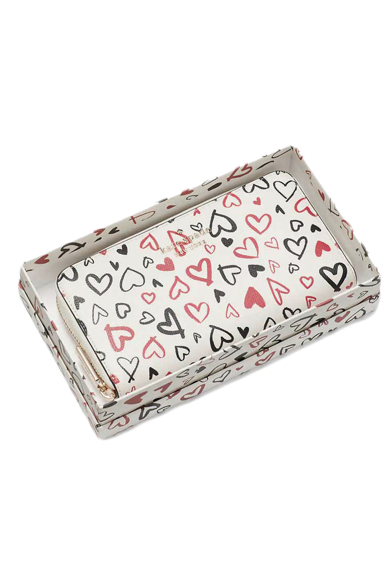 Kate Spade Staci Boxed Large Continental Heart Wallet - White/Multi