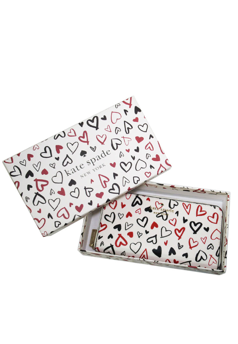 Kate Spade Staci Boxed Large Continental Heart Wallet - White/Multi