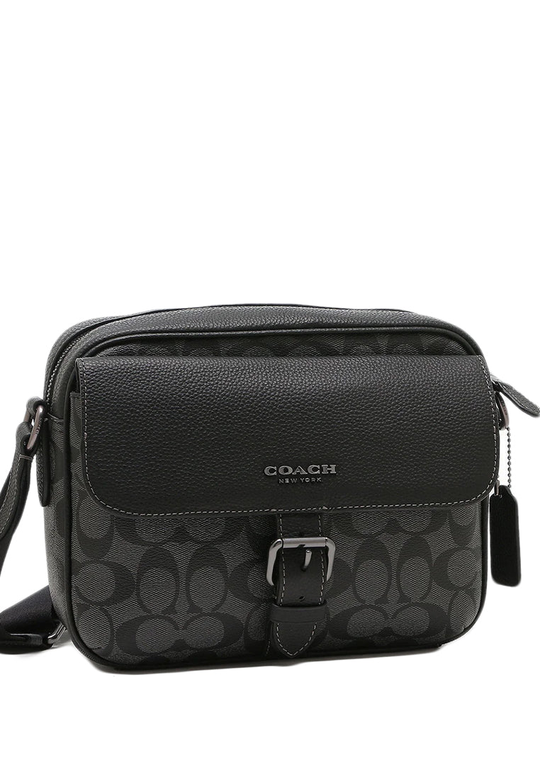 Coach Mens Hudson Crossbody In Signature - Black