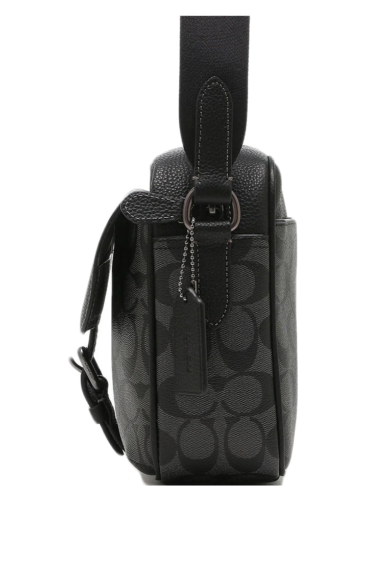 Coach Mens Hudson Crossbody In Signature - Black