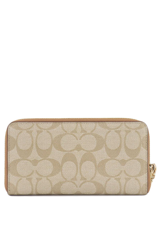 Coach Long Zip Around Wallet in Signature Canvas - Light Brown/Brown