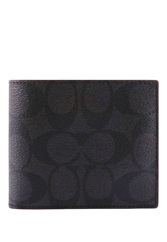 Coach Mens 3 In 1 Wallet In Signature Canvas - Black