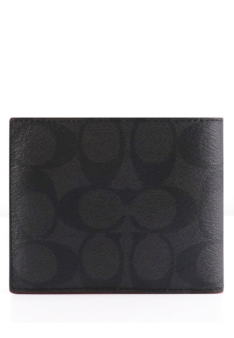 Coach Mens 3 In 1 Wallet In Signature Canvas - Black