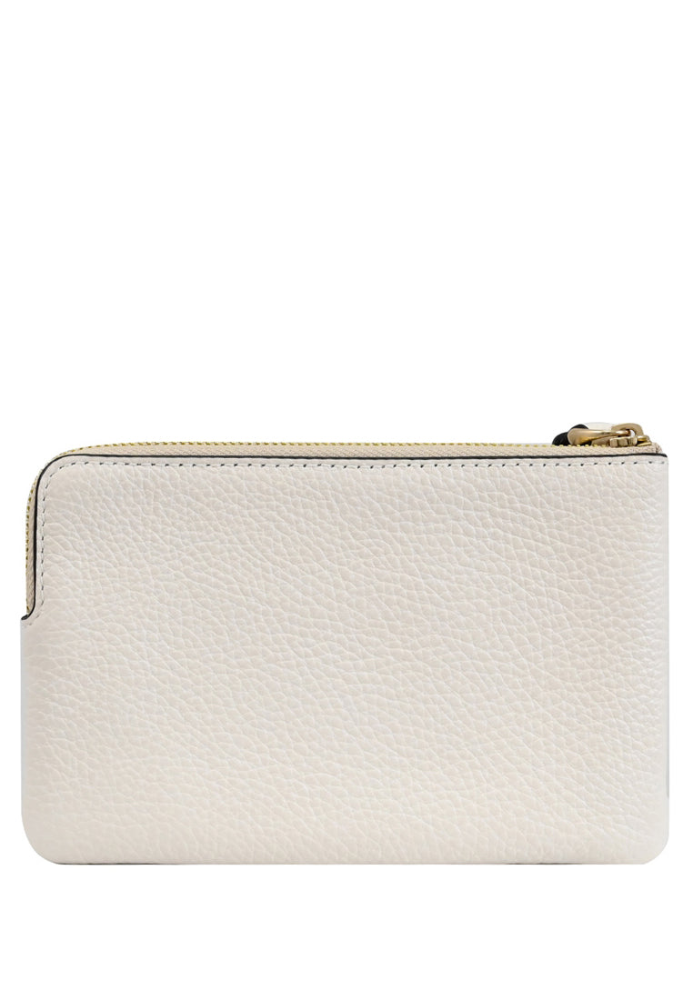 Coach Corner Zip Wristlet With Coach Stripe - White