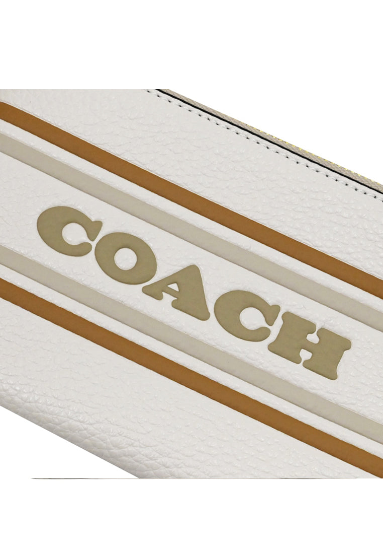 Coach Corner Zip Wristlet With Coach Stripe - White