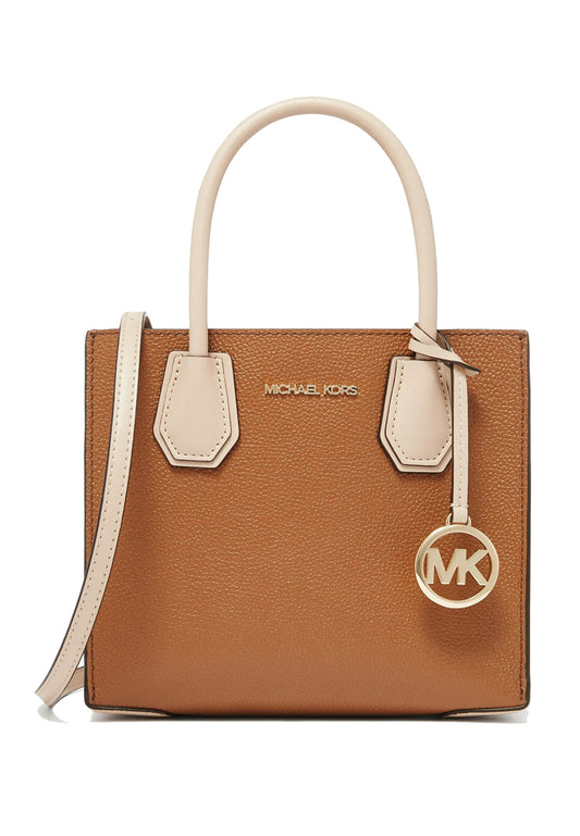 Michael Kors Mercer Medium Two-Tone Pebbled Leather Crossbody Bag - Brown/Multi