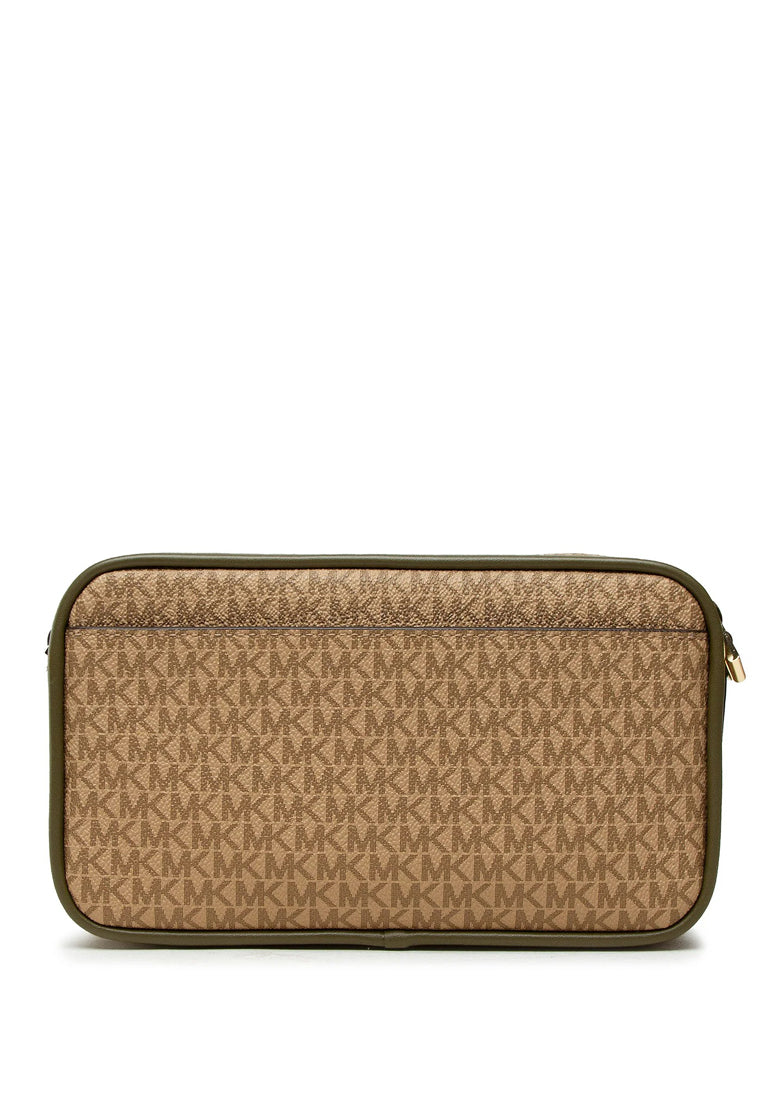 Michael Kors Bradshaw Medium Color-Block Graphic Logo Camera Bag - Camel Brown/Multi